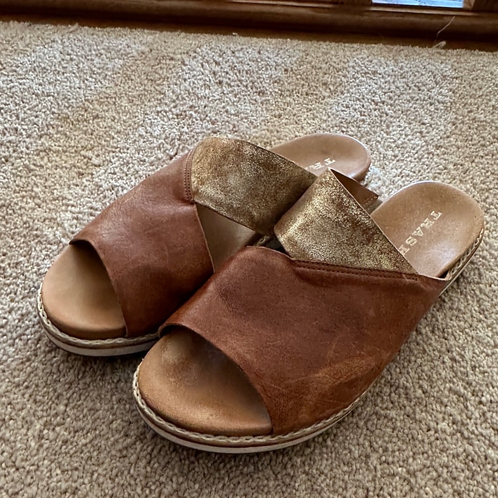 Tan and Gold Women's Sandals